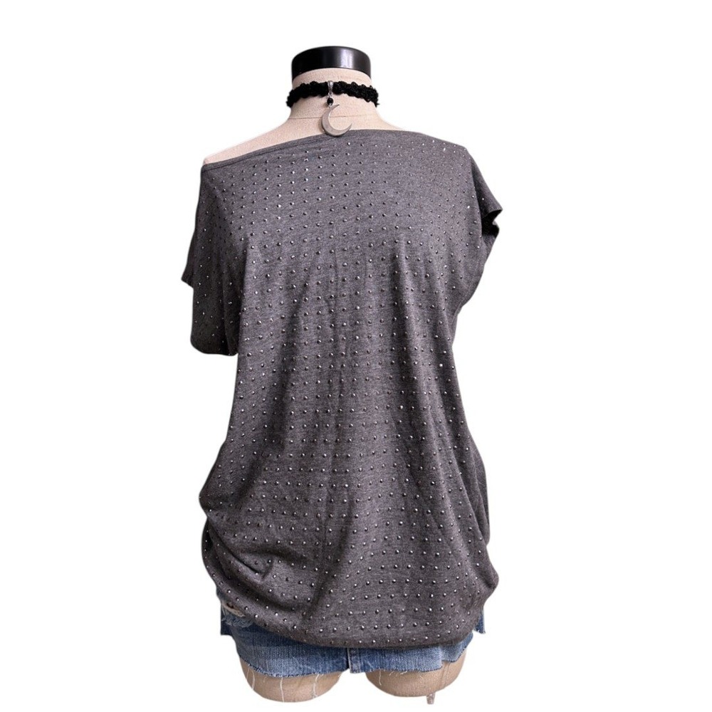 Talbots Gray Studded Cap Sleeve Top Indie Sleaze Vintage Tumblr Era Medium